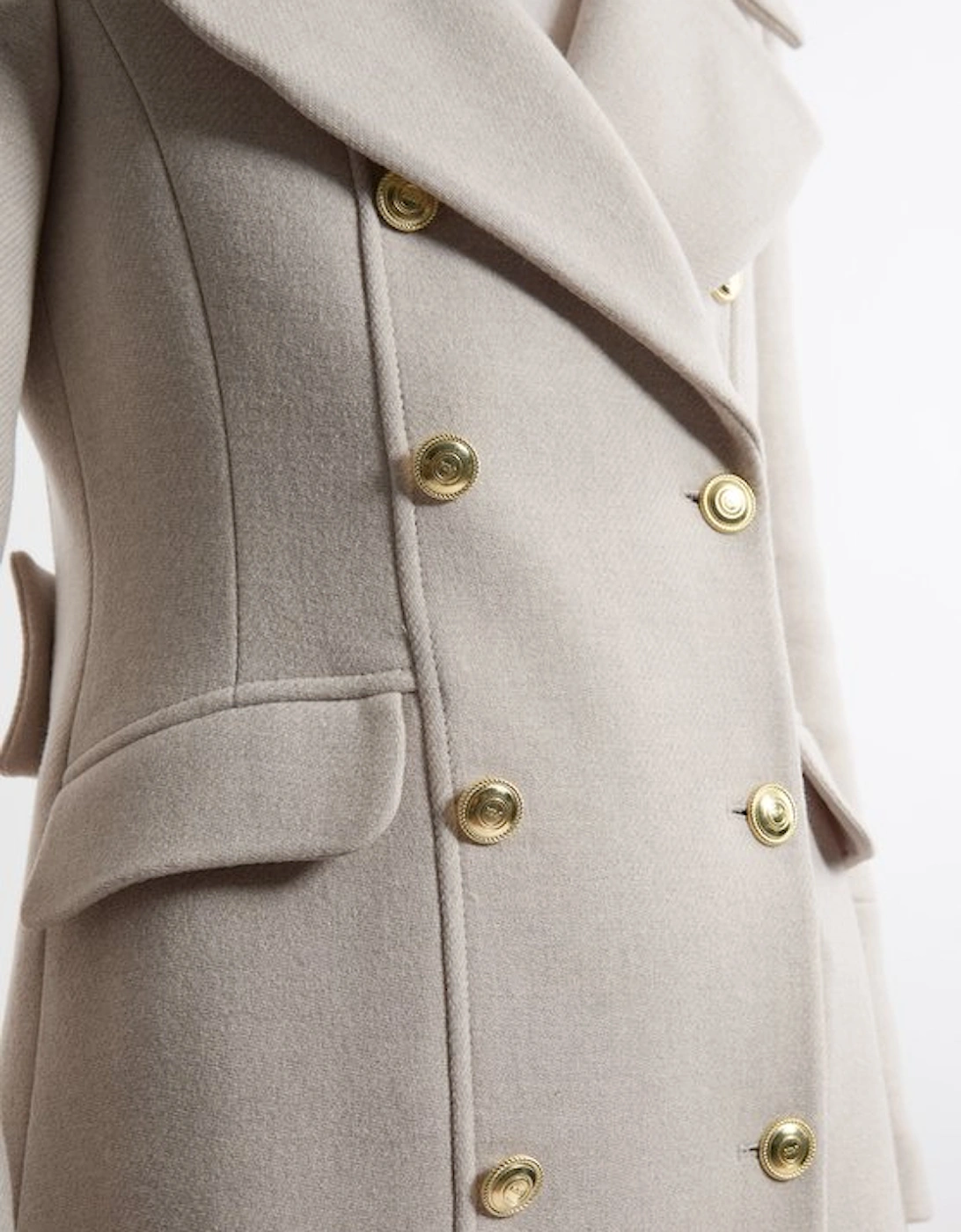 Premium Italian Manteco Wool Double Breasted Tailored Midi Coat