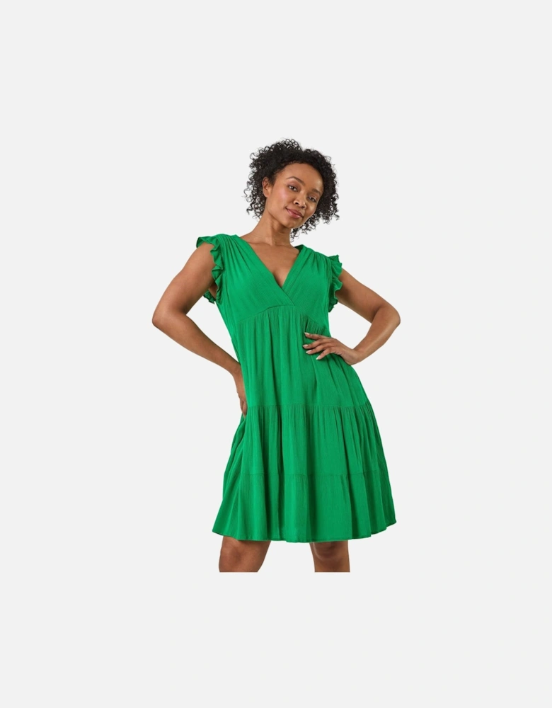 Petite V-Neck Frill Short Dress