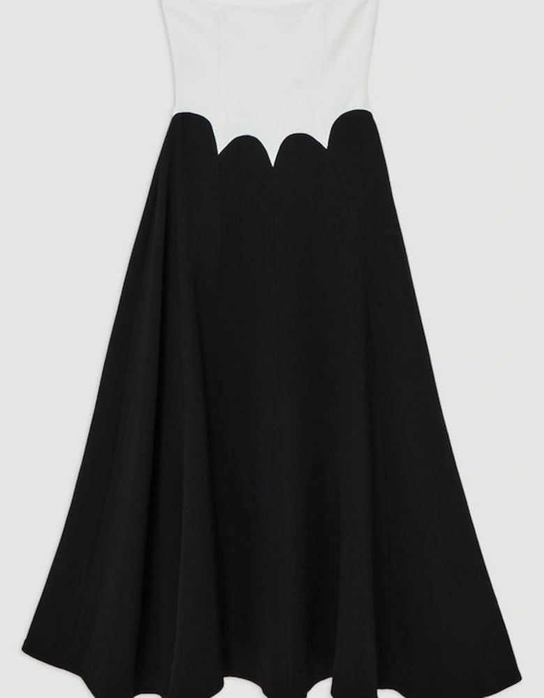 Petite Compact Stretch Colourblock Tailored Bandeau Midi Dress