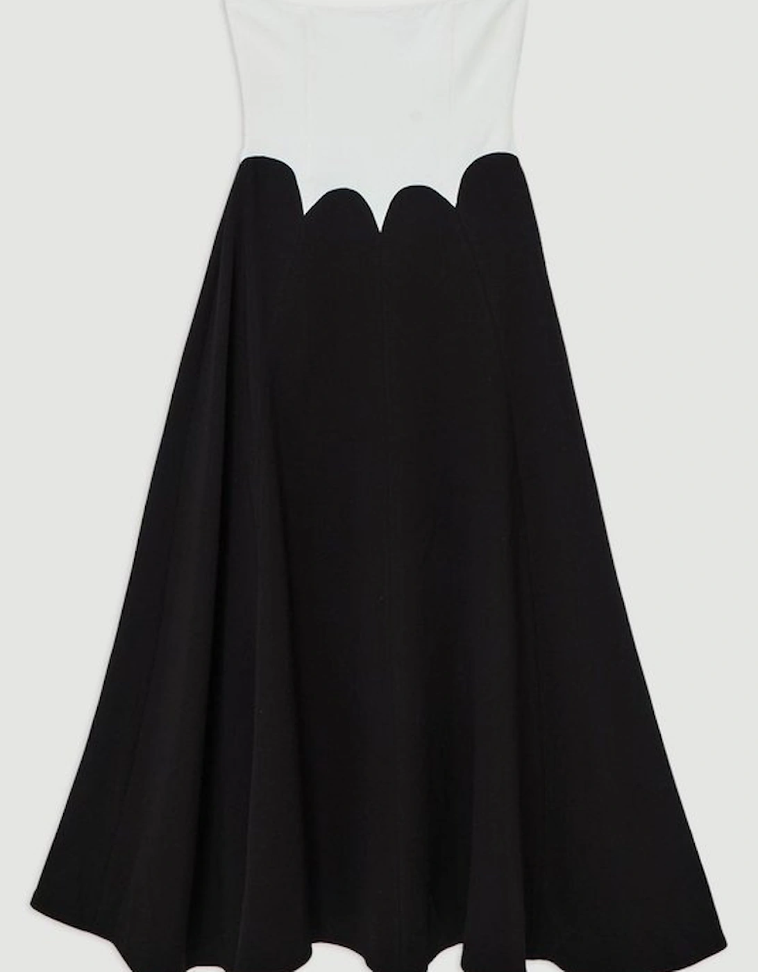 Petite Compact Stretch Colourblock Tailored Bandeau Midi Dress