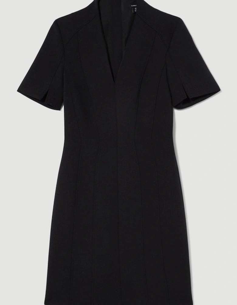 Italian Compact Scuba Jersey Seamed A Line Mini Dress