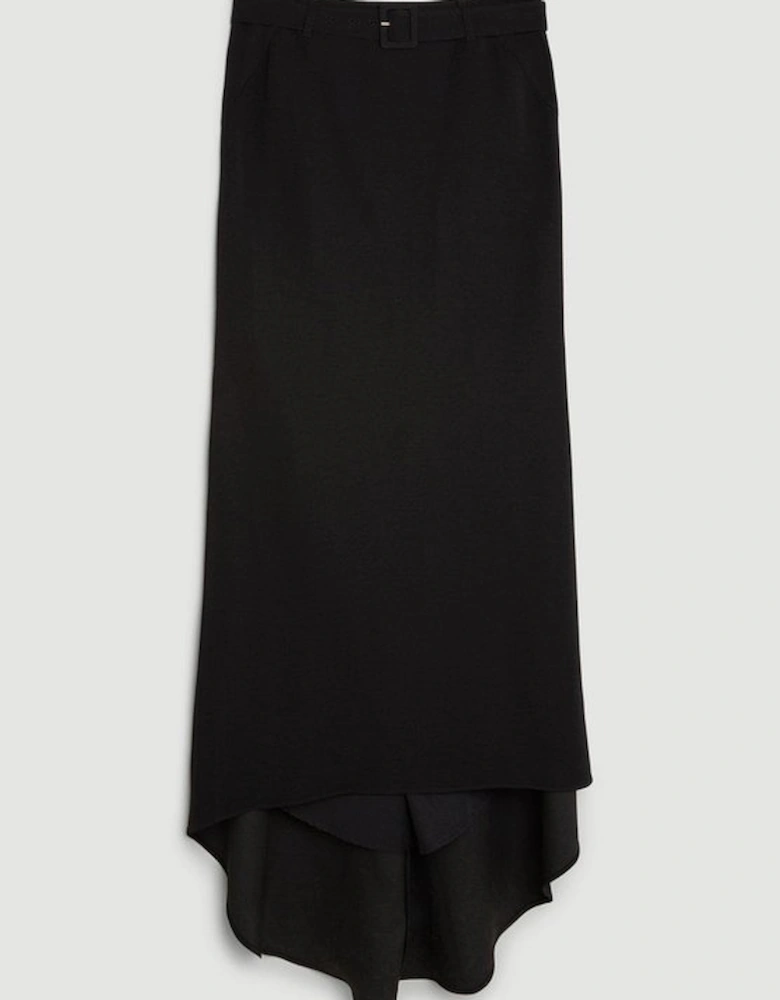 Compact Stretch Viscose Asymmetric Maxi Skirt