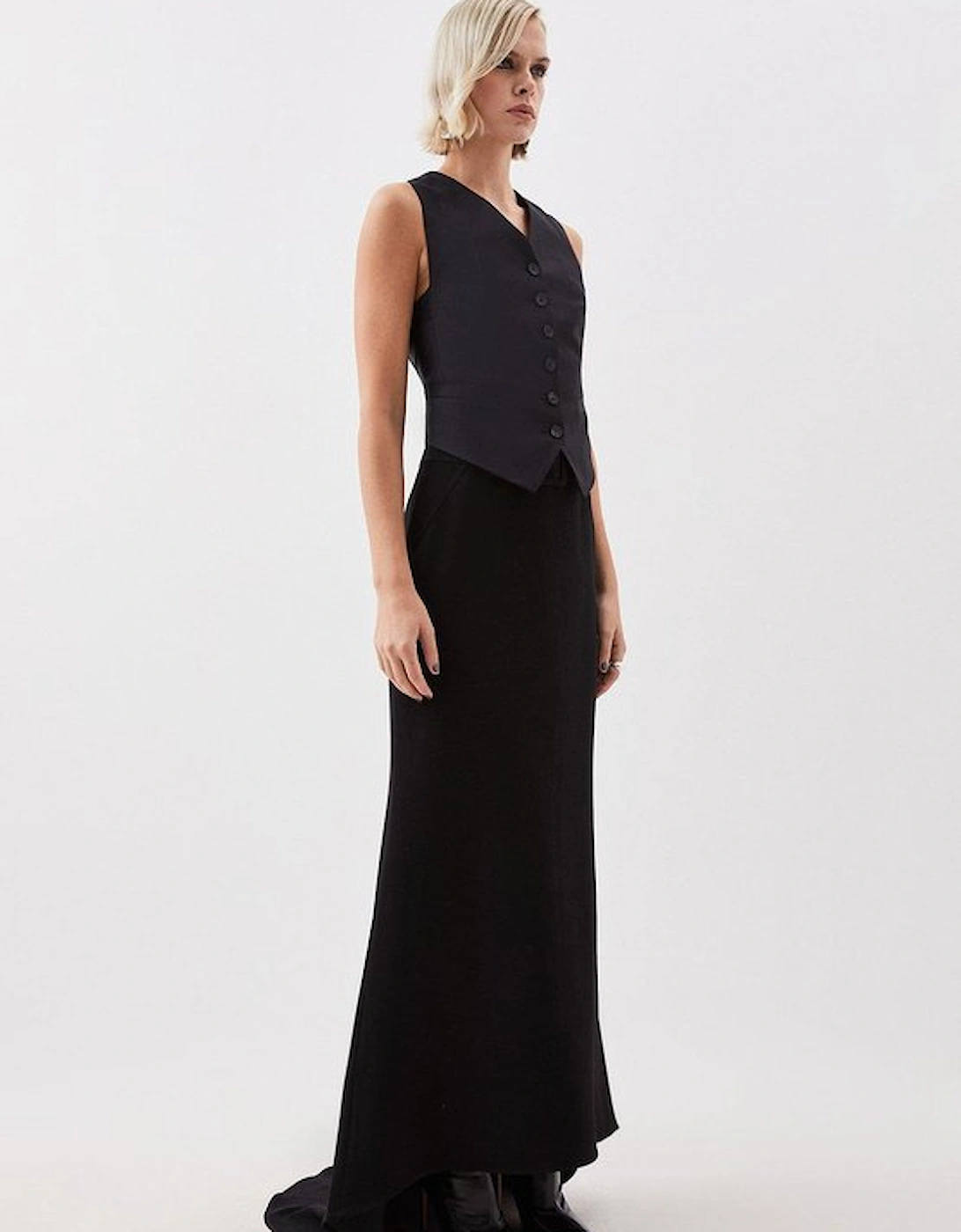 Compact Stretch Viscose Asymmetric Maxi Skirt, 5 of 4