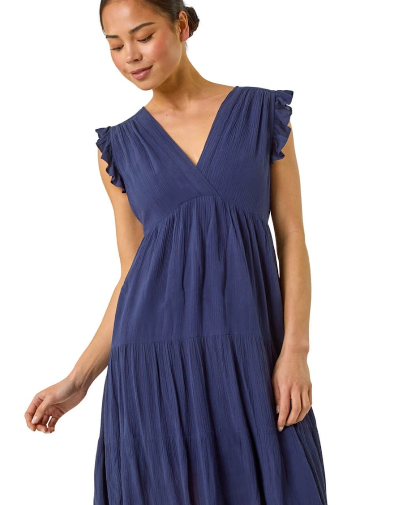 Petite V-Neck Frill Short Dress