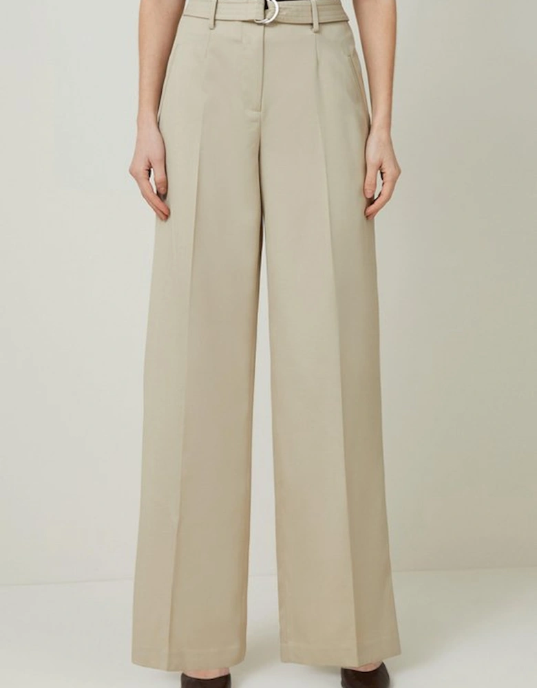 Tailored Wool Blend Straight Leg Trousers