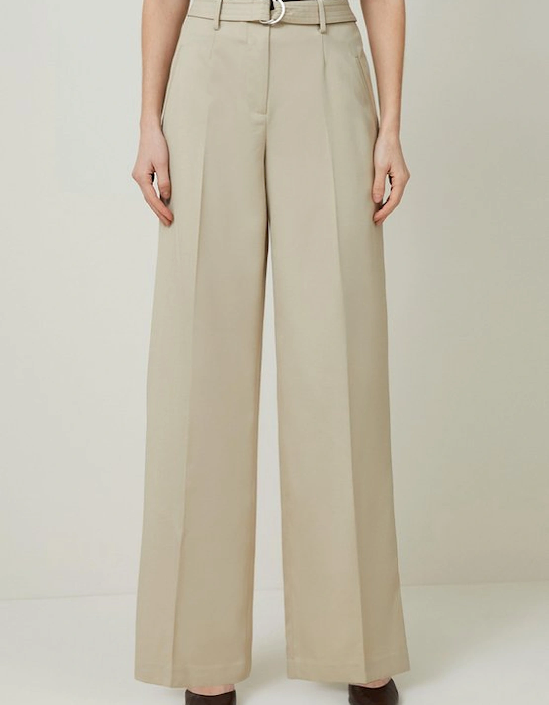 Tailored Wool Blend Straight Leg Trousers