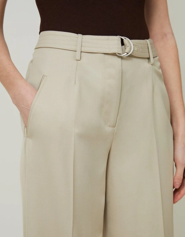 Tailored Wool Blend Straight Leg Trousers