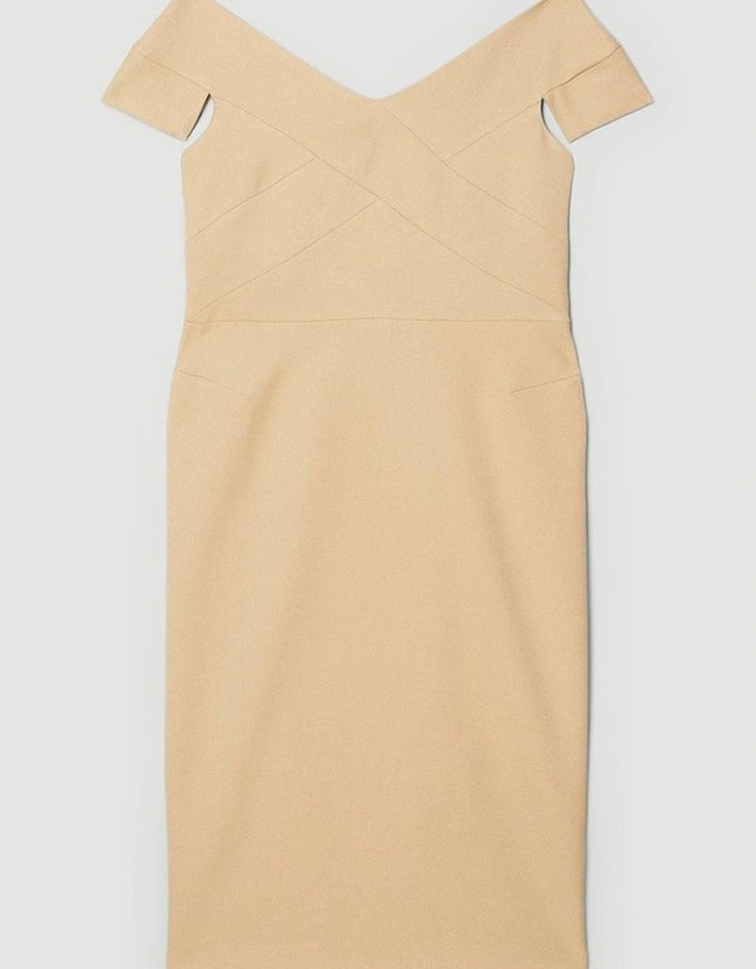 Structured Crepe Tailored Cross Detail Midi Dress