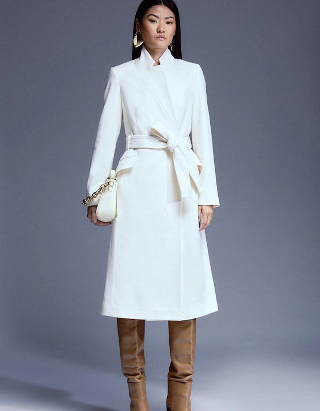 Petite Italian Manteco Wool Forever Notch Neck Midi Coat, 4 of 3