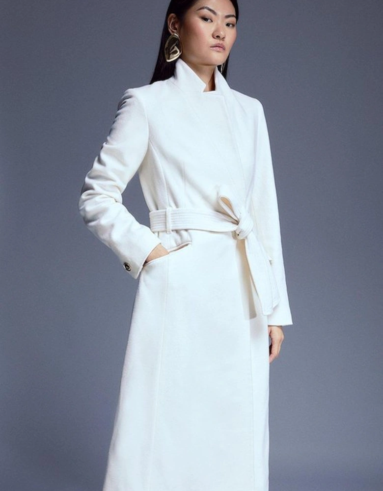 Petite Italian Manteco Wool Forever Notch Neck Midi Coat