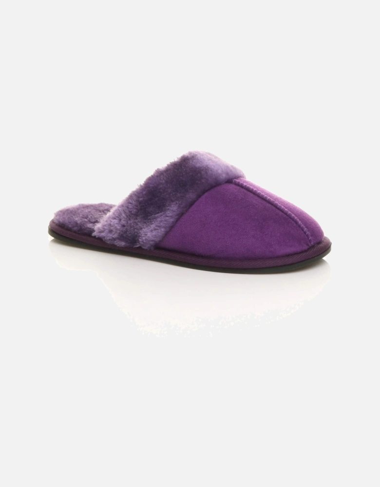 Flat  Heel Faux Fur Lined Mules  Slippers
