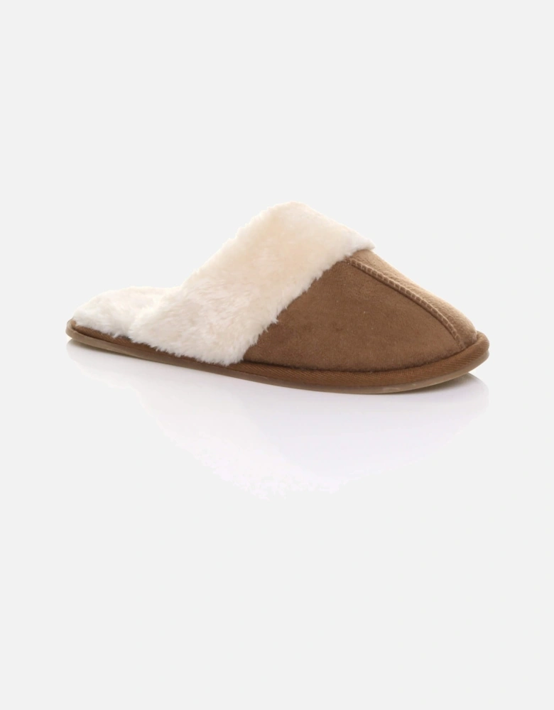 Flat  Heel Faux Fur Lined Mules  Slippers