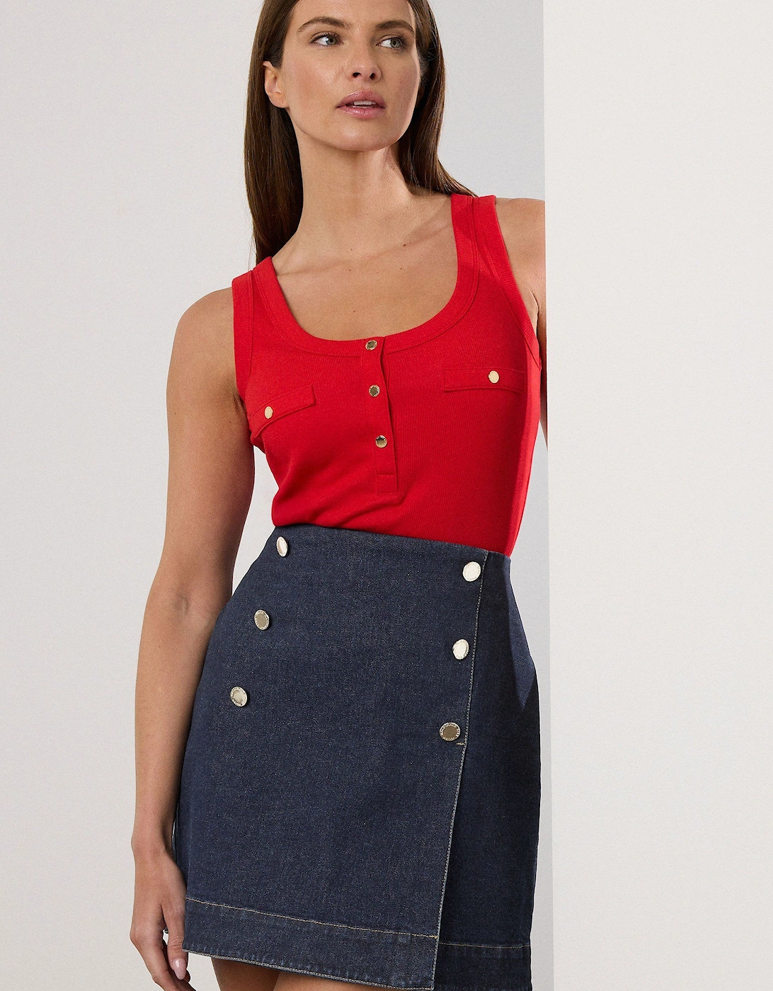 Denim Wrap Mini Skirt, 2 of 1