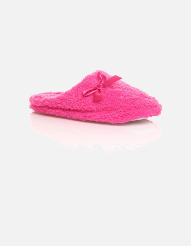 Flat  Heel Fleece Diamante Mules  Slippers