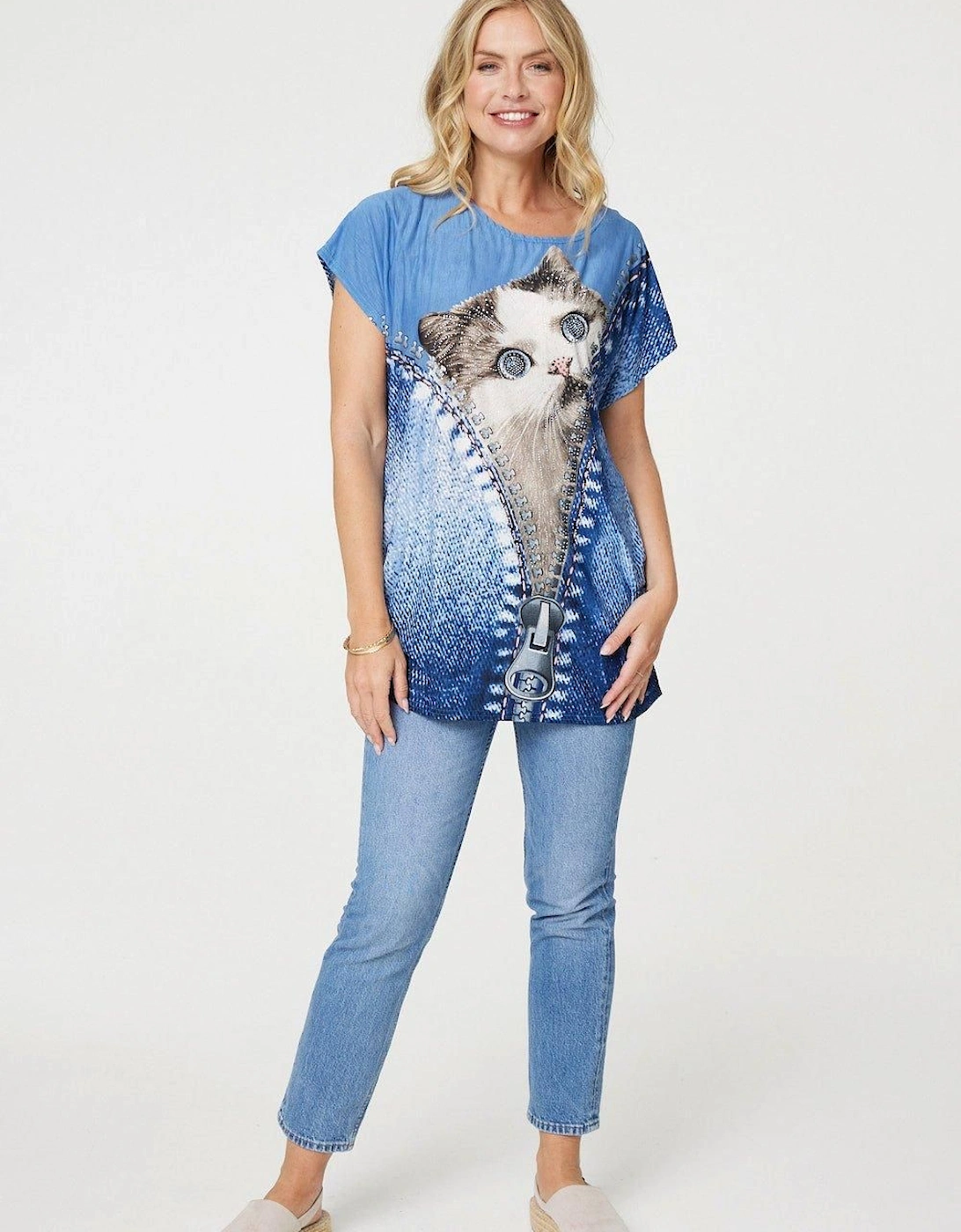 Embellished Graphic Print Tunic Top, 2 of 1