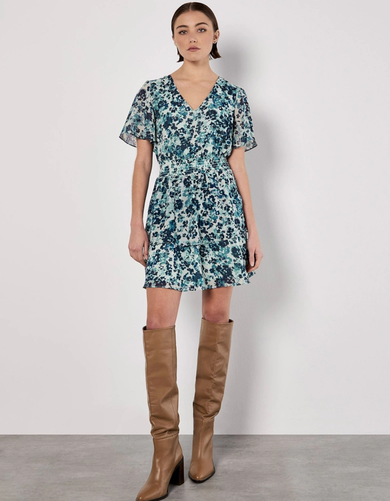 Blurred Floral Tiered Mini Dress