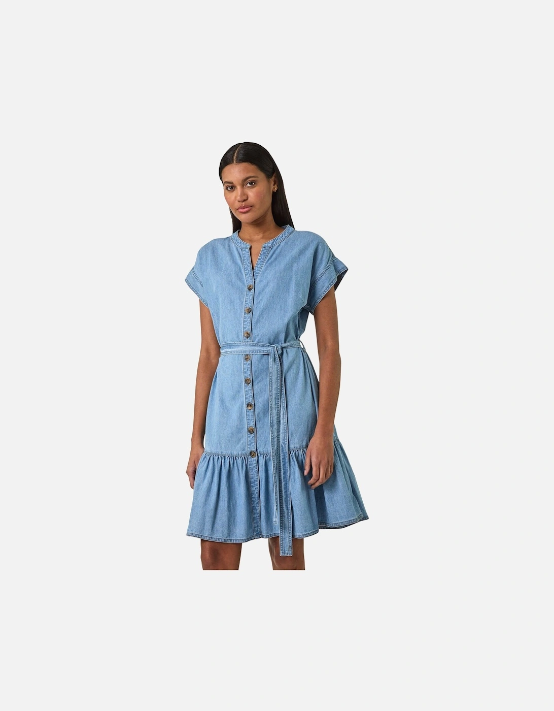 Denim Tiered Shirt Dress, 2 of 1