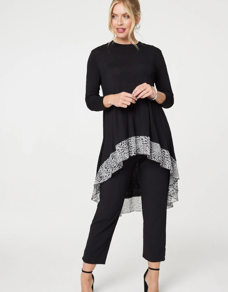 Animal Print High Low Jersey Top
