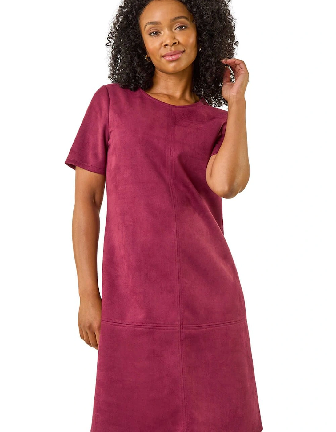Petite Premium Stretch Suede Shift Dress, 2 of 1