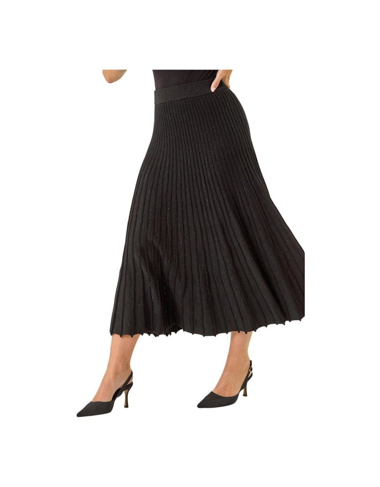 Petite Metallic Knit Midi Skirt