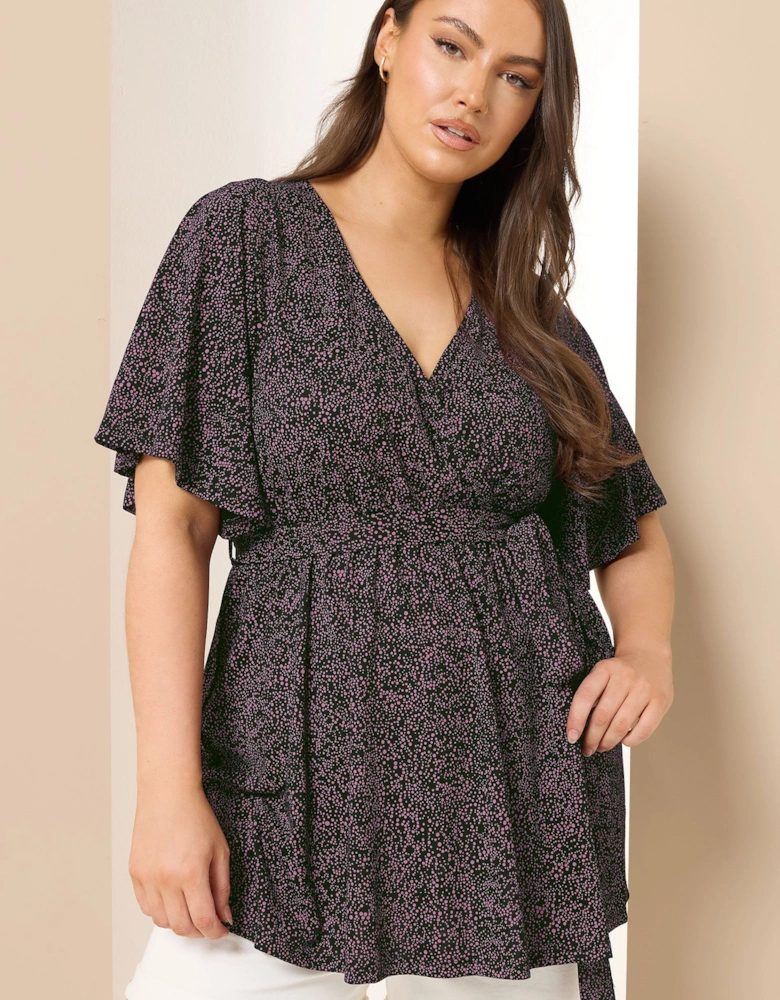 Dot Print Wrap Top
