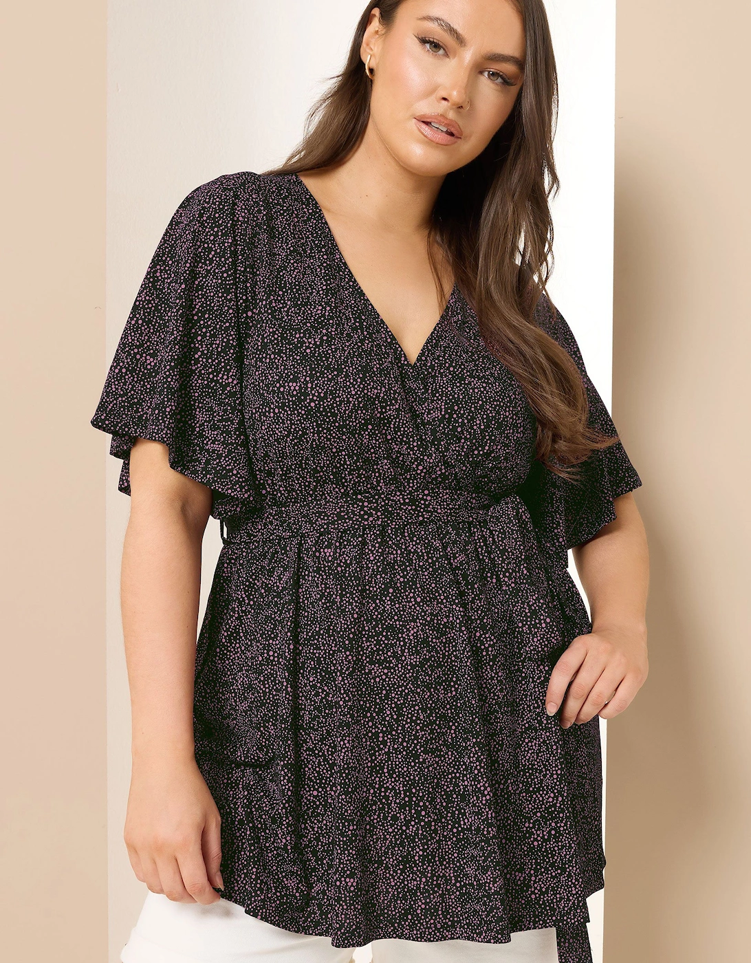 Dot Print Wrap Top, 2 of 1