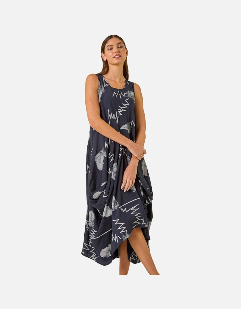 Abstract Bubble Hem Midi Dress
