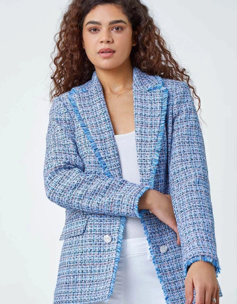 Frayed Edge Boucle Check Jacket