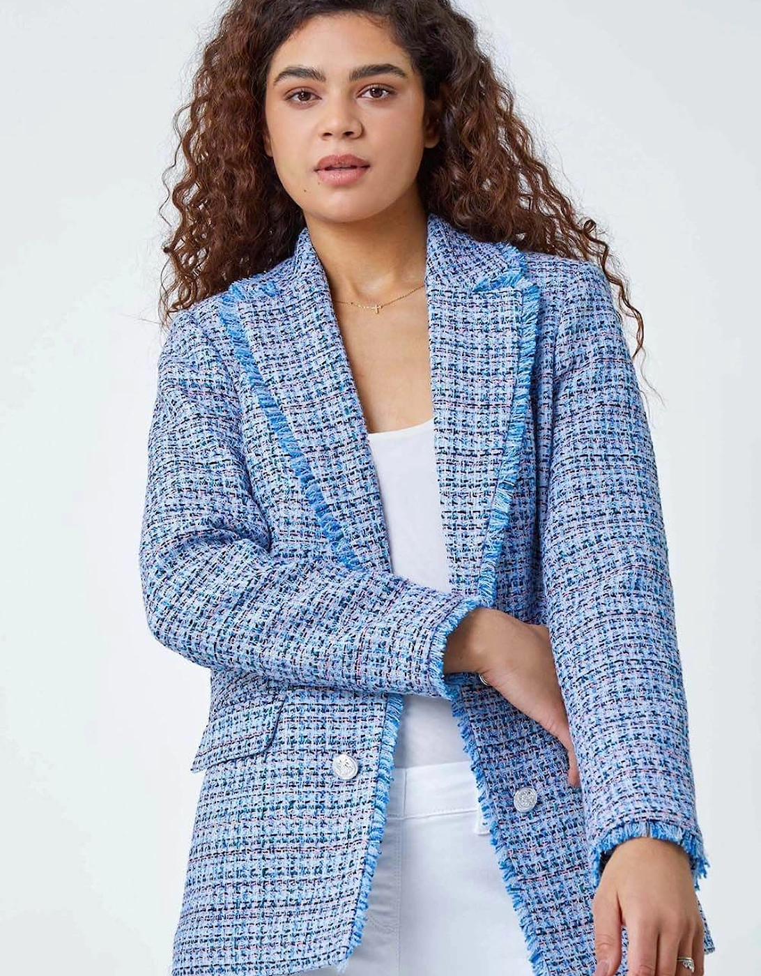 Frayed Edge Boucle Check Jacket, 2 of 1