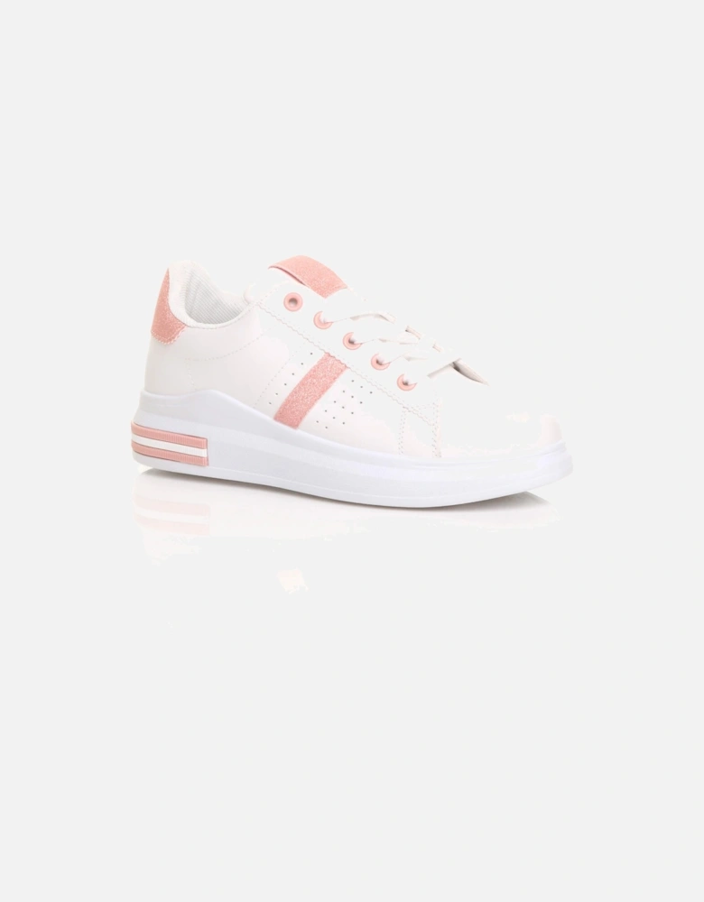Low  Heel Lace Up Glitter  Chunky Trainers