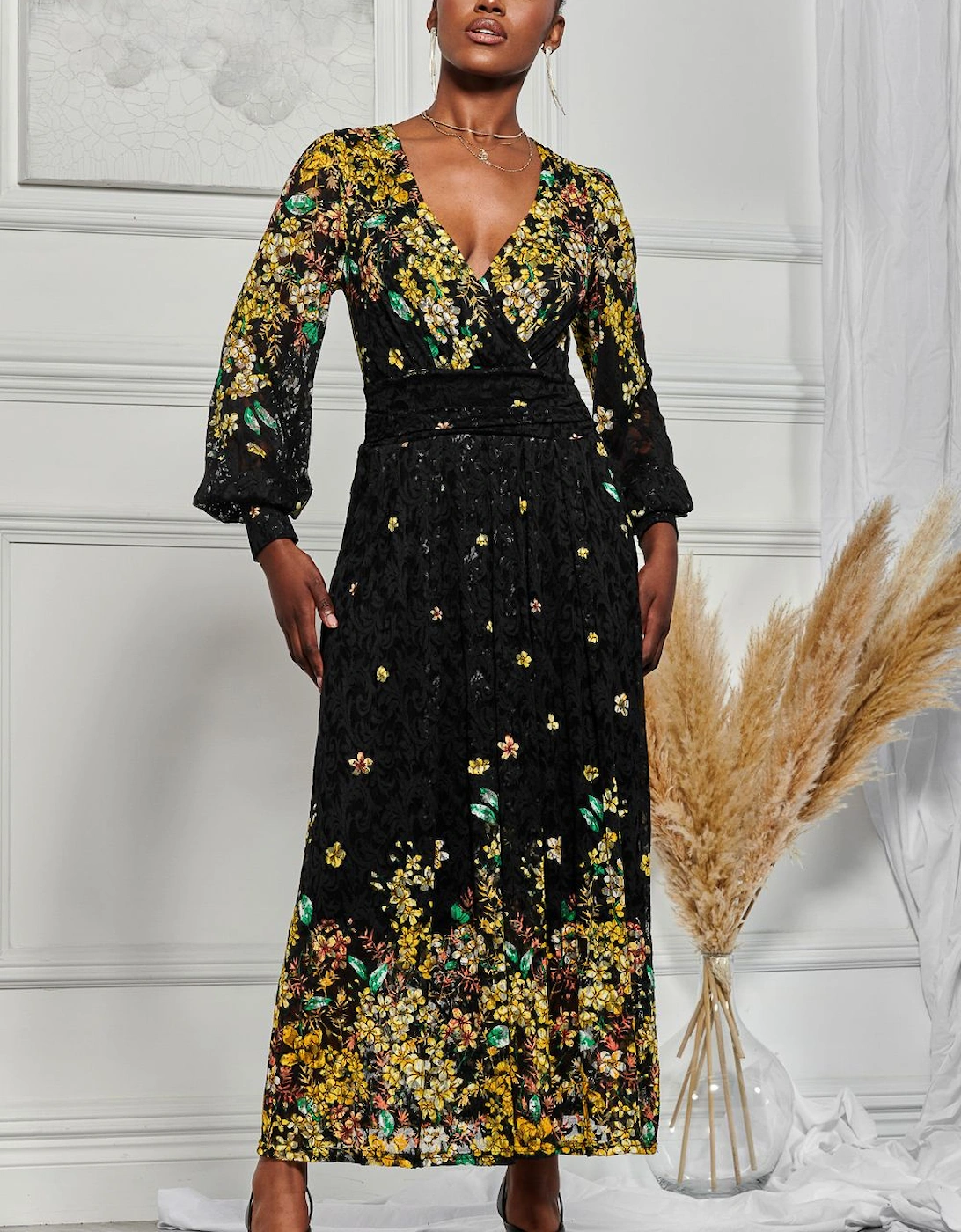 Amica Symmetrical Print Lace Maxi Dress, 2 of 1