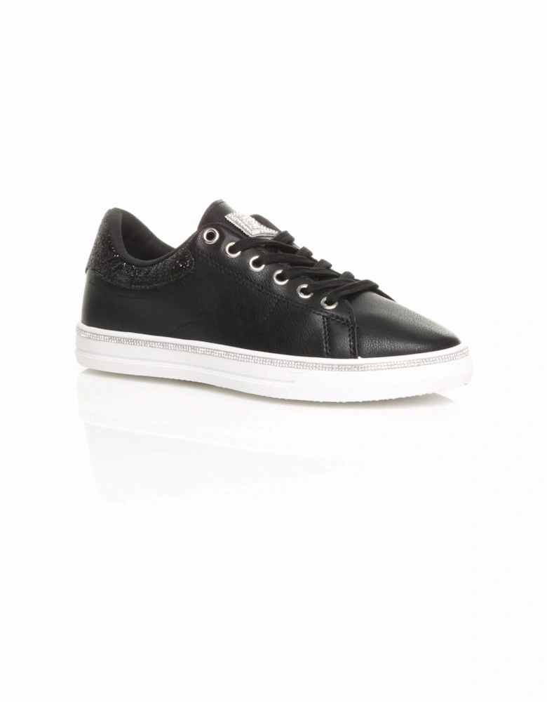 Flat  Heel Diamante Lace Up  Trainers