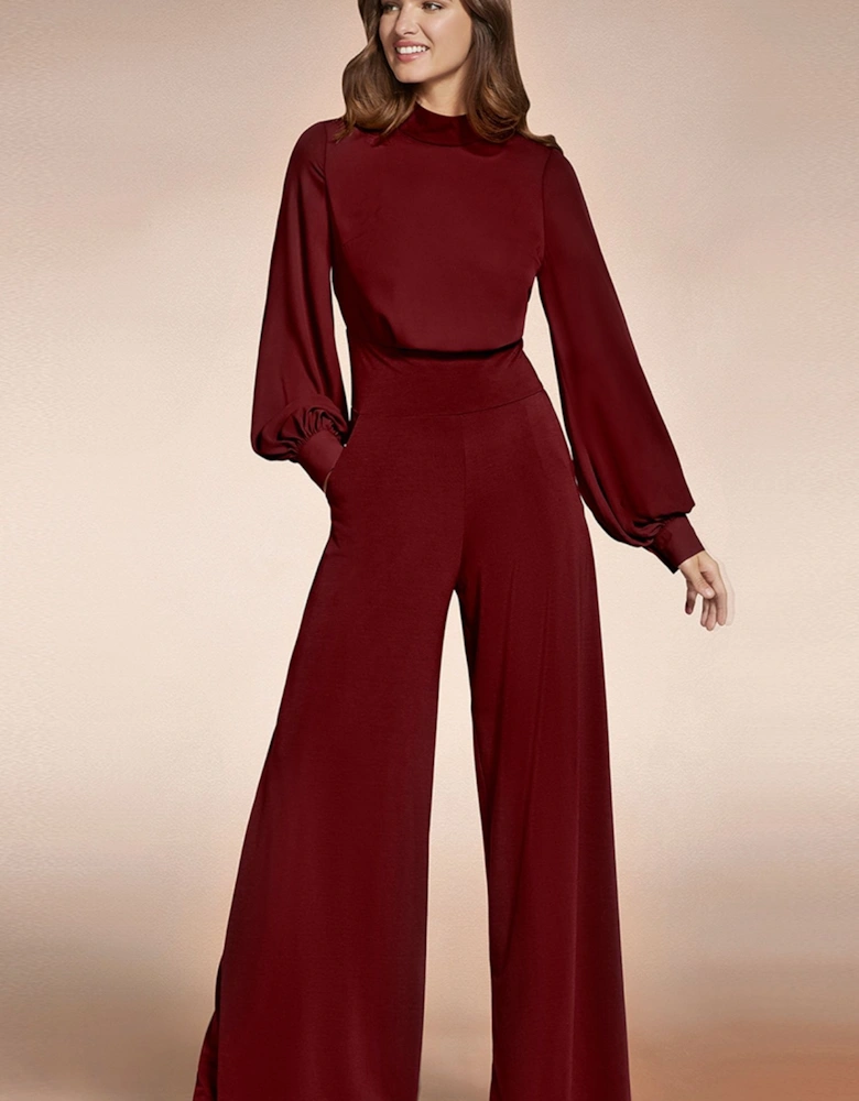Wideleg Jumpsuit with Blouson Sleeve