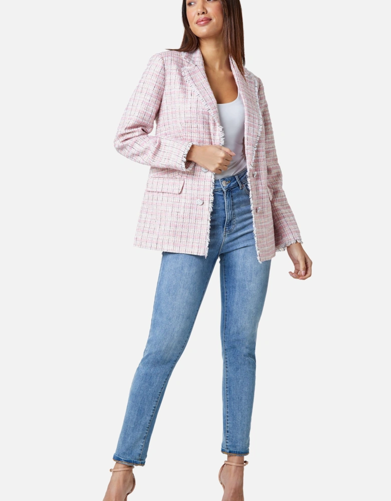 Frayed Edge Boucle Check Jacket