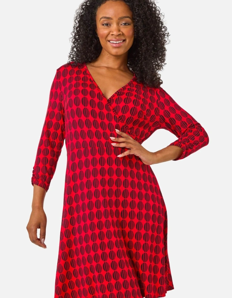 Petite Geometric Print Wrap Stretch Dress