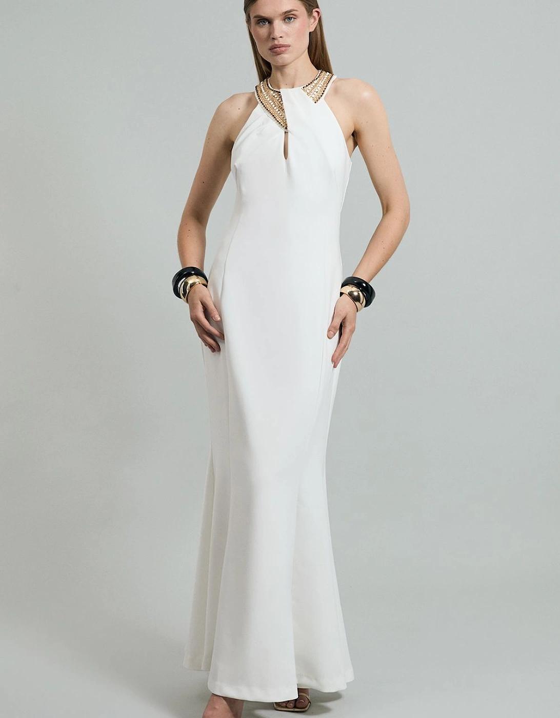 Enamel Chain Detail Halter Maxi Dress, 2 of 1