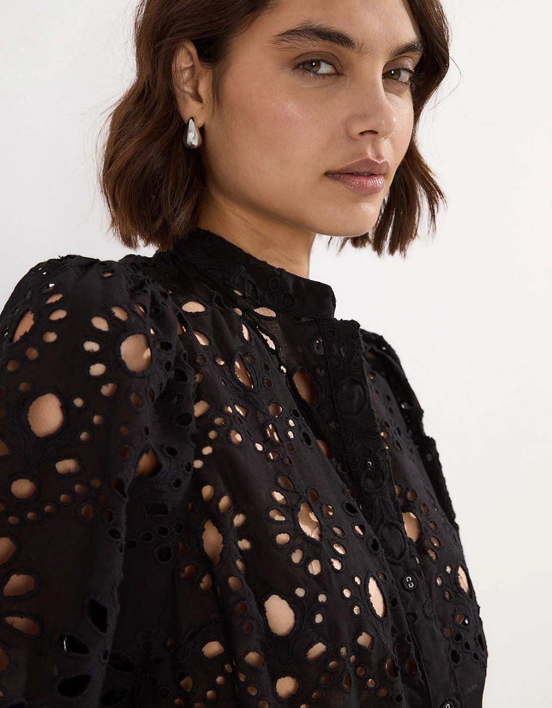 Cotton Broderie Short Sleeve Woven Blouse, 2 of 1