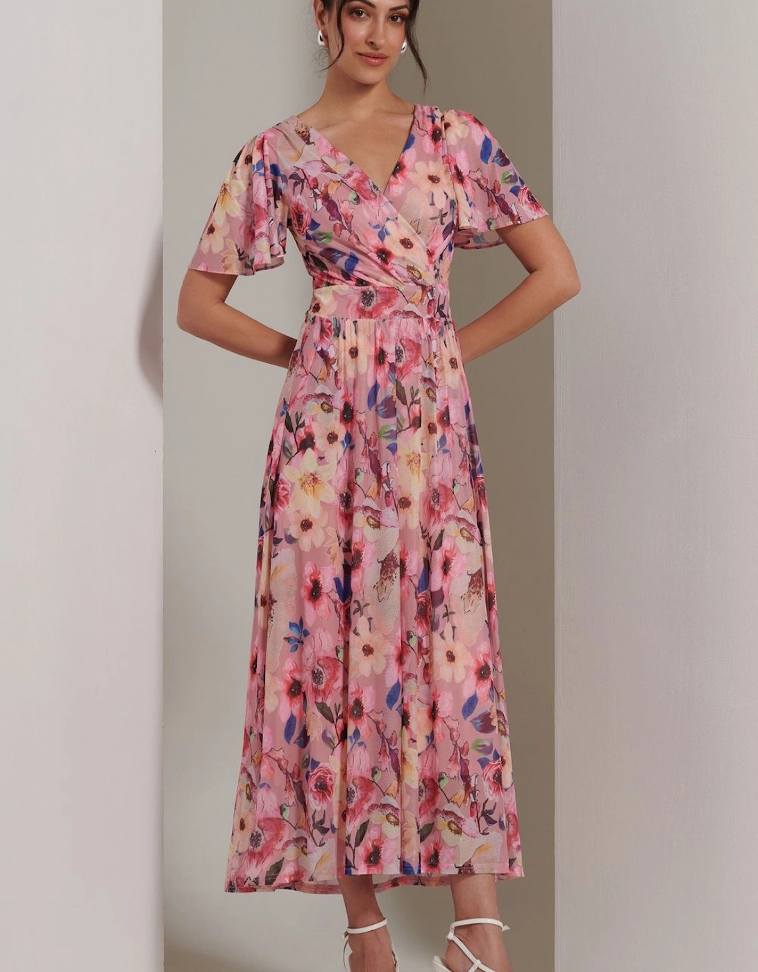 Evelyn Angel Sleeve Mesh Maxi Dress, 2 of 1