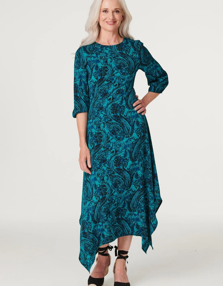Paisley Hanky Hem Midi Dress