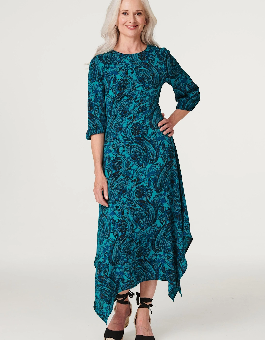 Paisley Hanky Hem Midi Dress, 2 of 1