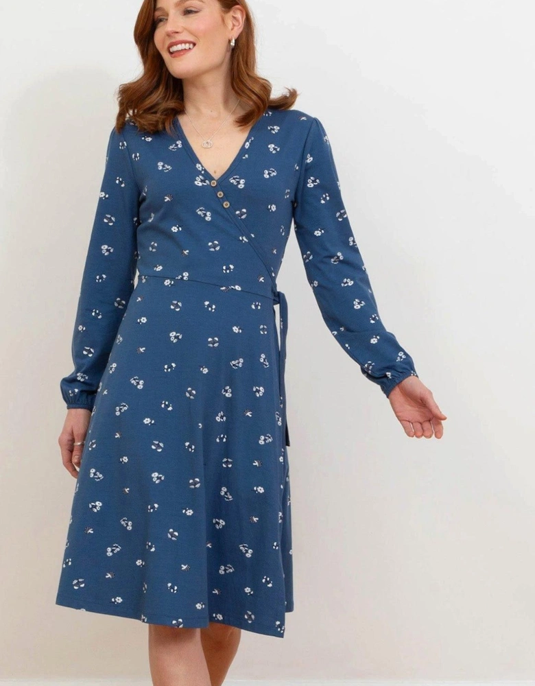 Highcliffe Organic Cotton Jersey Wrap Dress Forage Floral