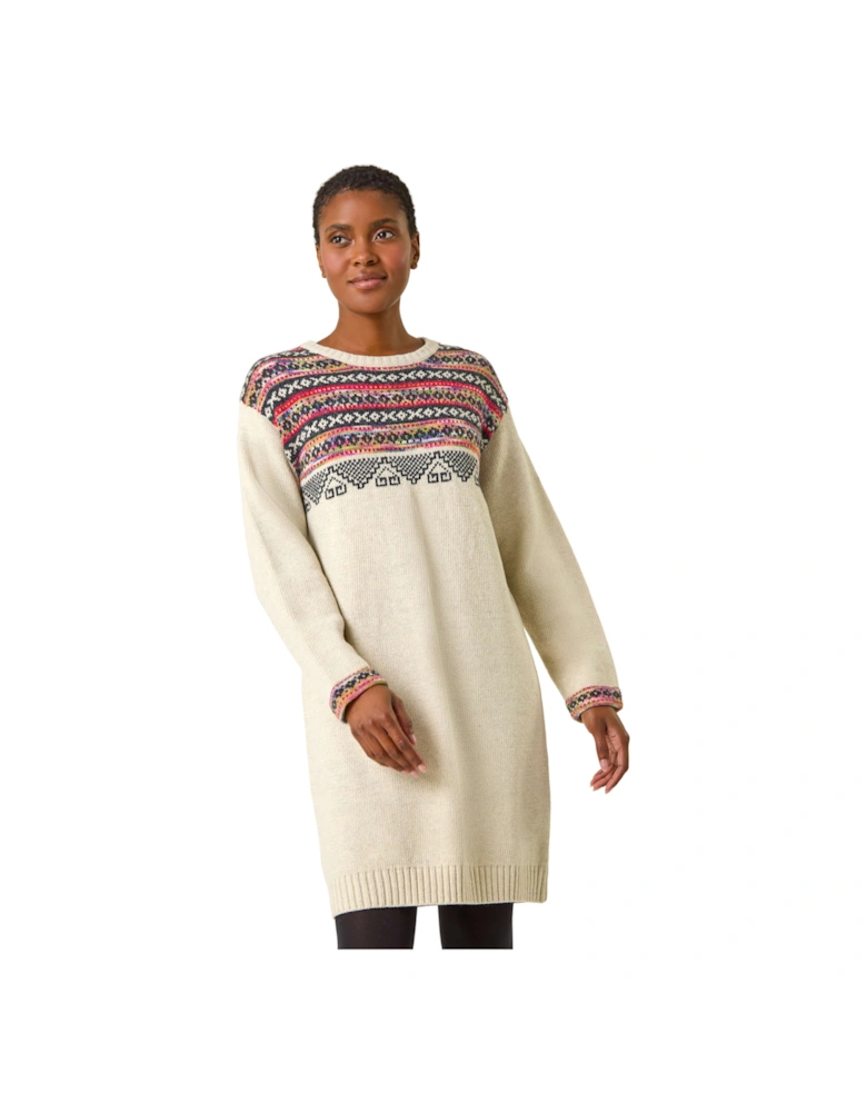 Nordic Pattern Knitted Shift Dress