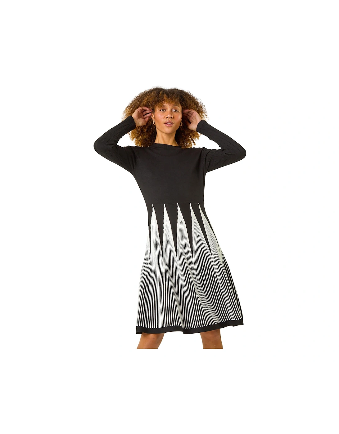Contrast Pattern Knitted Dress, 2 of 1