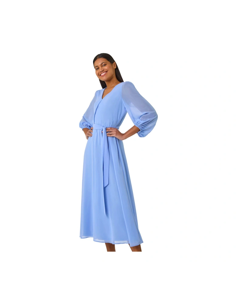 Chiffon V-Neck Midi Dress