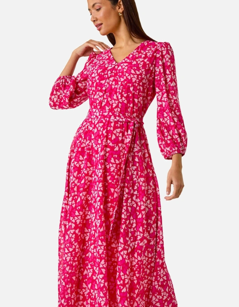 Heart Print Midi Dress