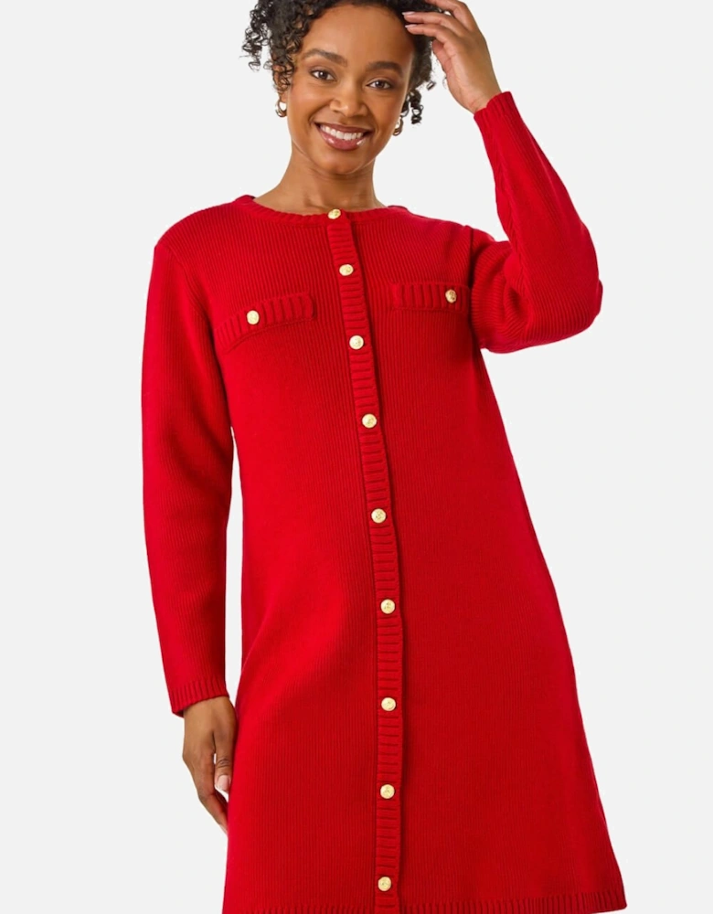 Petite Button Detail Knit Dress
