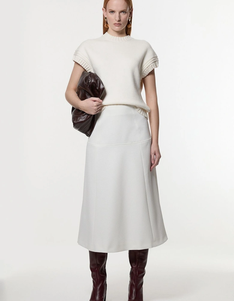 Petite Tailored Textured Full Midi Skirt