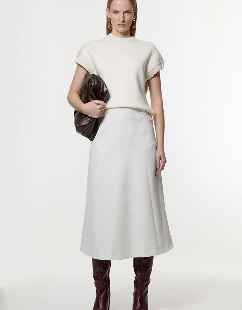 Tailored Textured Full Midi Skirt