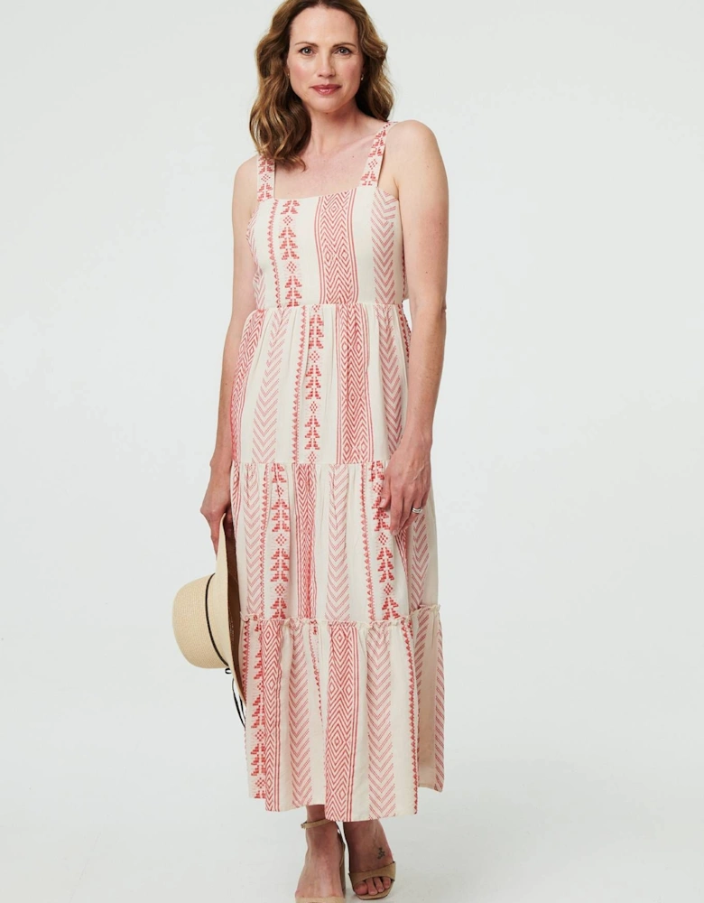 Printed Sleeveless Tiered Midi Dress