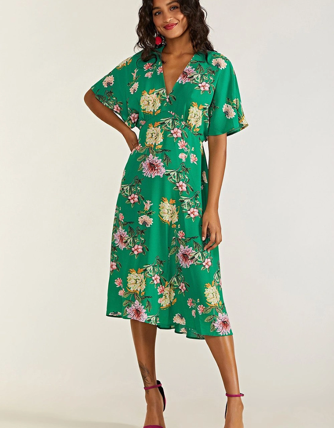 Green Floral Midi Dress, 2 of 1